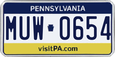 PA license plate MUW0654