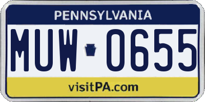 PA license plate MUW0655