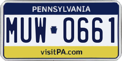 PA license plate MUW0661