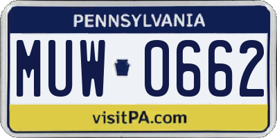 PA license plate MUW0662
