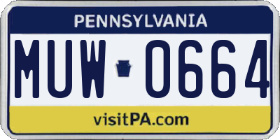 PA license plate MUW0664