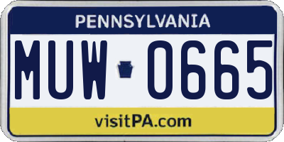 PA license plate MUW0665