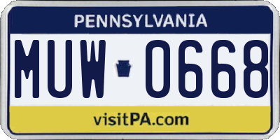 PA license plate MUW0668