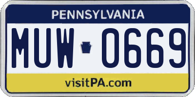 PA license plate MUW0669