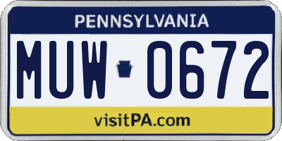 PA license plate MUW0672