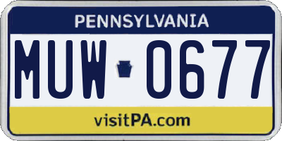 PA license plate MUW0677