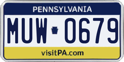 PA license plate MUW0679