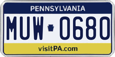 PA license plate MUW0680