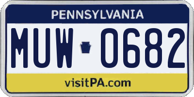 PA license plate MUW0682