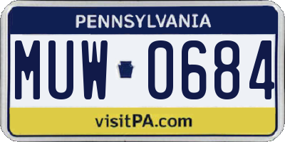 PA license plate MUW0684