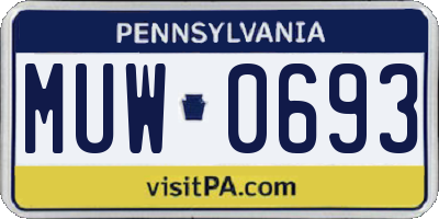 PA license plate MUW0693