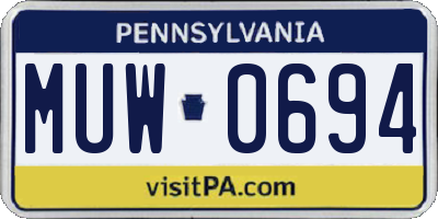 PA license plate MUW0694