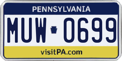 PA license plate MUW0699