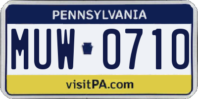PA license plate MUW0710