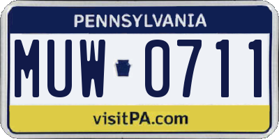 PA license plate MUW0711