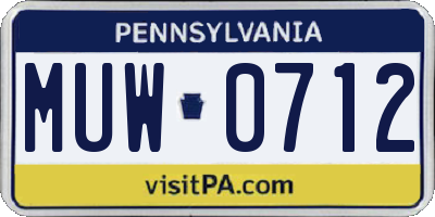 PA license plate MUW0712