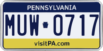 PA license plate MUW0717