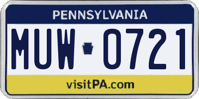 PA license plate MUW0721