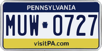 PA license plate MUW0727