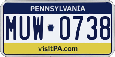 PA license plate MUW0738