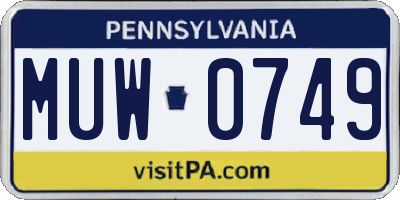 PA license plate MUW0749