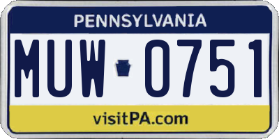 PA license plate MUW0751