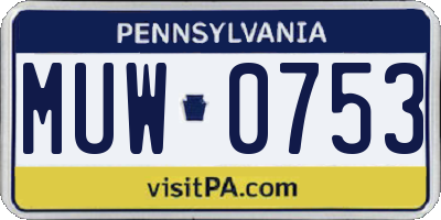PA license plate MUW0753