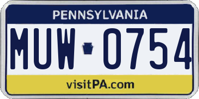 PA license plate MUW0754