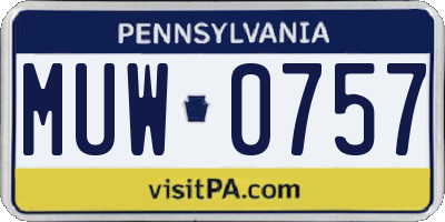PA license plate MUW0757