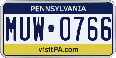 PA license plate MUW0766