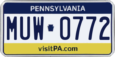 PA license plate MUW0772