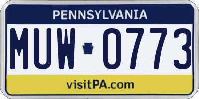 PA license plate MUW0773