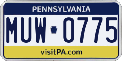 PA license plate MUW0775