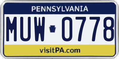 PA license plate MUW0778