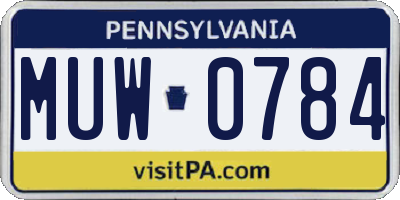PA license plate MUW0784
