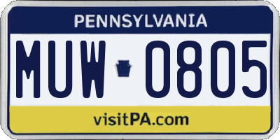 PA license plate MUW0805