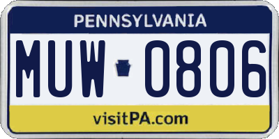 PA license plate MUW0806