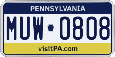 PA license plate MUW0808