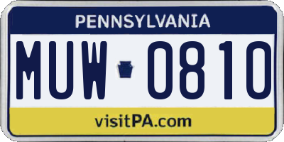 PA license plate MUW0810
