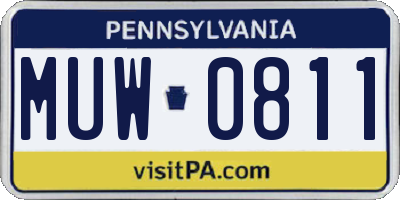 PA license plate MUW0811