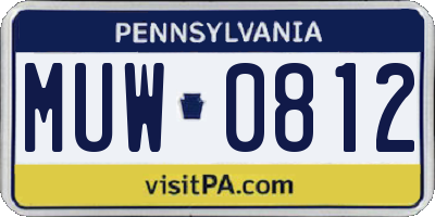 PA license plate MUW0812