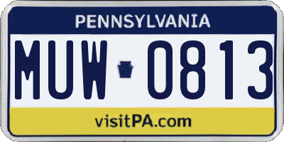 PA license plate MUW0813