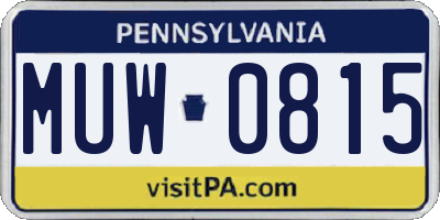 PA license plate MUW0815