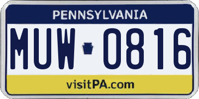 PA license plate MUW0816