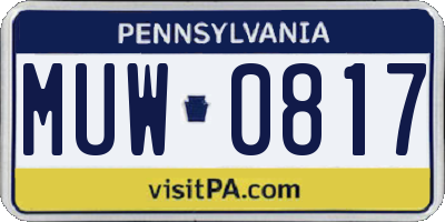 PA license plate MUW0817