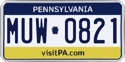 PA license plate MUW0821