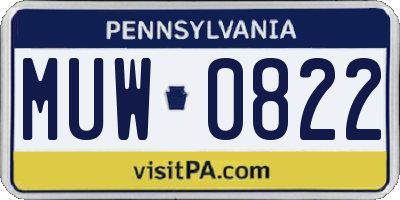 PA license plate MUW0822
