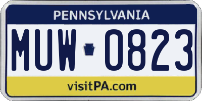 PA license plate MUW0823