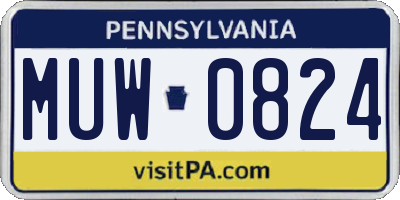 PA license plate MUW0824