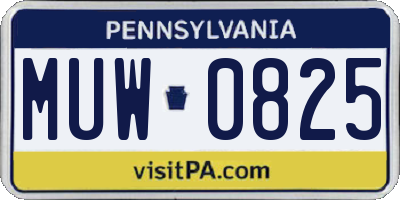 PA license plate MUW0825